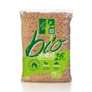 Bancale Pellet Biopellet ENplus A1 – Épicea / Abete 100% – Combustione Pulita – 72 Sacchi da 15kg