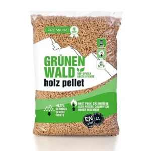 Bancale Pellet Grünen Wald Holz ENplus A1 – Abete 100% – Combustione Pulita – 72 Sacchi da 15kg