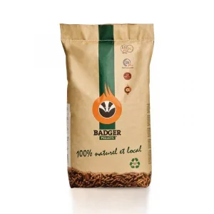 Bancale Pellet Badger ENplus A1 – Abete 100% – Combustione Pulita – 65 Sacchi da 15kg